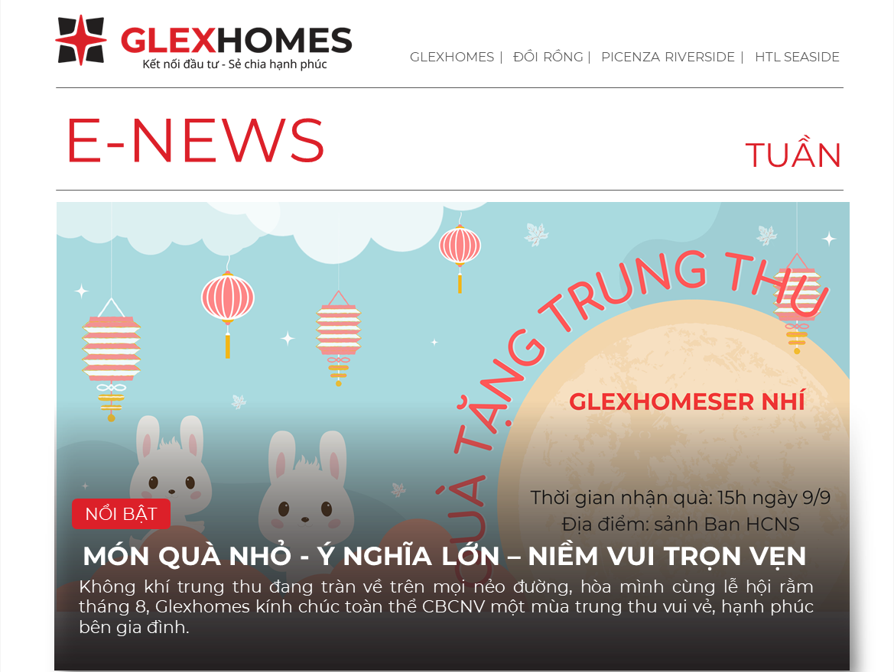Glexhomes News - Bản tin cuối tuần 1/T9